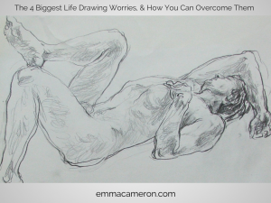 Life drawing of male model lying on his back
