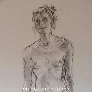 Life drawing of woman standing