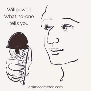 Willpower. Picture of a person looking at an ice-cream