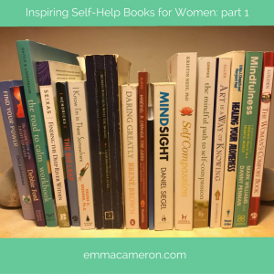 Inspiring self-help books for women, books on shelf 