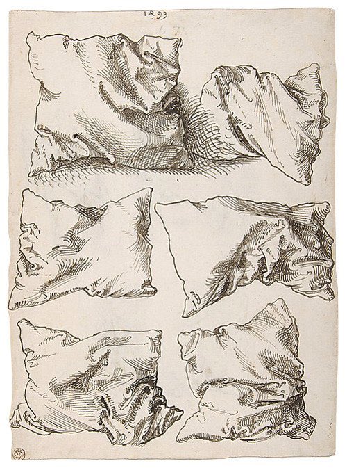 Engraving by Albrecht Dürer, Six Pillows, 1493