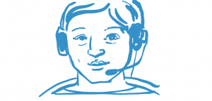 Online counsellor wearing headset