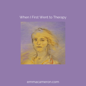 When I First Went to Therapy. Title and painting of girll